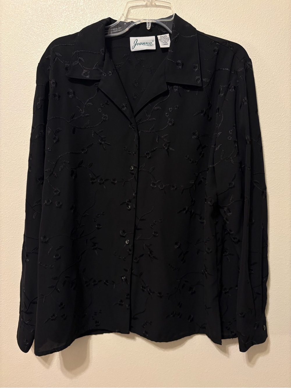 Joanna Black Embroidered Button-Down Shirt